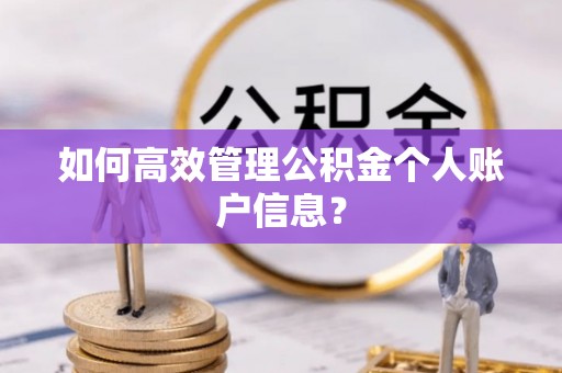 旌德如何高效管理公积金个人账户信息？