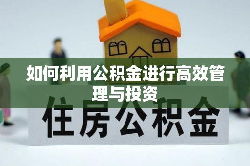 旌德如何利用公积金进行高效管理与投资